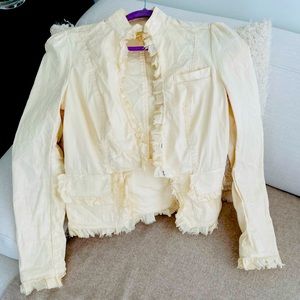 LaROK ivory denim ruffle jacket
